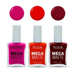 INCOLOR Set Of 3 Mega Matte Nail Paint - 17 ml Each - 10-07-28 image 1