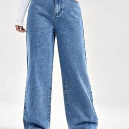 VBEAUTI Women Jean Wide Leg High-Rise Light Fade Stretchable Jeans-image-29