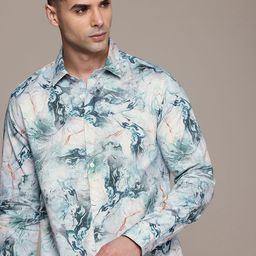 French Connection Slim Fit Abstract Printed Pure Cotton Casual Shirt-image-73