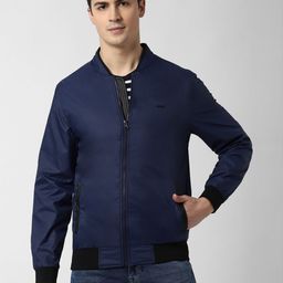 PETER ENGLAND UNIVERSITY Men Navy Blue Solid Bomber Jacket-picture-27