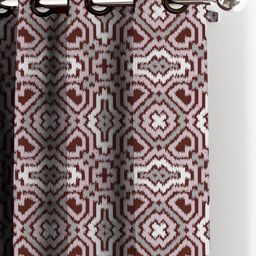 HOUZZCODE White & Brown Set of 2 Printed Black Out Window Curtains image 2