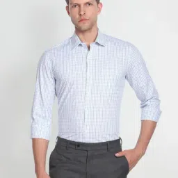 Arrow Blue Cotton Slim Fit Checks Shirt-picture-43