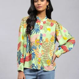 Label Ritu Kumar Green Floral Print Shirt-image-48