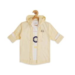 Cavio Kids Yellow & White Cotton Printed Shirt with T-Shirt-image-51