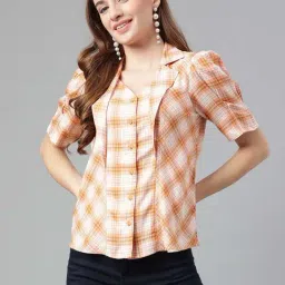 Latin Quarters Orange Check Shirt-image-6