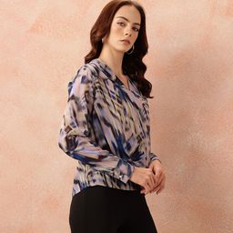 all about you Abstract Print Georgette Semi-Sheer Draped-Style Top image 5
