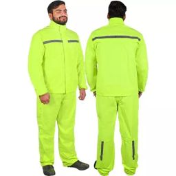 Allextreme Polyester Fabric Material Neon Green Riding Raincoat for Men's Size M, EX-RJ-NG-M-15