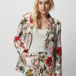 Cover Story Off White Floral Print Blazer-image-88