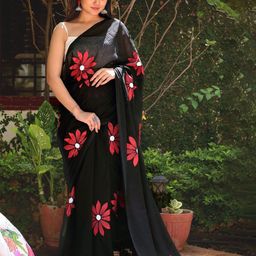 yourwish Floral Printed Pure Linen Saree-picture-17