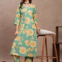 FASHOR Women Printed Kurta With Trousers Co-Ords-picture-11