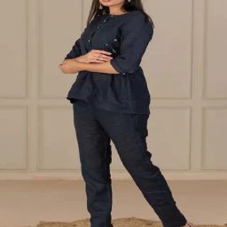 Zebein India Blue Into The Light Maya - Linen Tapered Pants-image-42