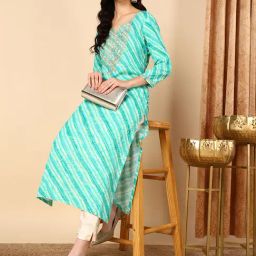 Vaamsi Sea Green Printed Straight Kurta-image-101