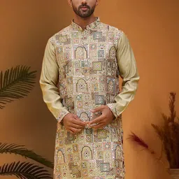 Jompers Men Floral Embroidered Thread Work Floral Kurta-picture-52