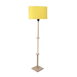 Sanded Edge Yellow Miller Floor Lamp in Solid Natural Wood Color with Oval Shade-picture-11