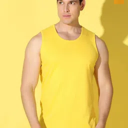 WOOSTRO Pack Of 2 Combed Cotton Gym Vests VWS26(PLAIN YELLOW)(PLAIN MUSTARD)-image-31