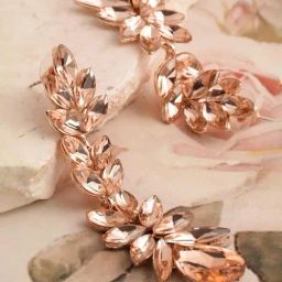 YouBella Collection AAA Swiss Rose-Gold Tone Peach Dangler Earrings for Women-9