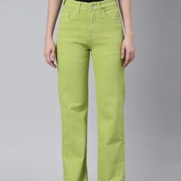 showoffff SHOWOFF Lime Green Denim Mid Rise Jeans-picture-0