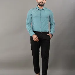 TERAXO Men Premium Slim Fit Spread Collar Micro Checked Formal Shirt-image-82