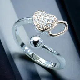 Taraash 92.5 Sterling Silver Adjustable Heart Casual Ring for Women-image-81