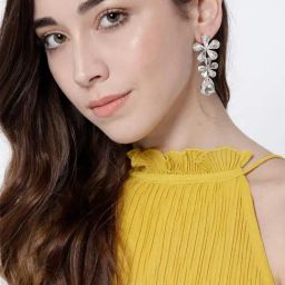 YouBella Collection AAA Swiss Rose-Gold Tone White Dangler Earrings for Women-image-26