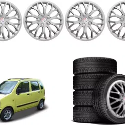 Auto Pearl ViS24 R1333.02 cm (13 Inch) Press Type Wheel Hubcap with Retention Ring Glossy Silver Wheel Cover for Maruti Wagon R AMT VXI (Set of 4)-image-96