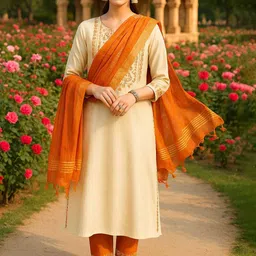Tulsattva Women Floral Embroidered Regular Kurta With Trousers & Dupatta-image-5