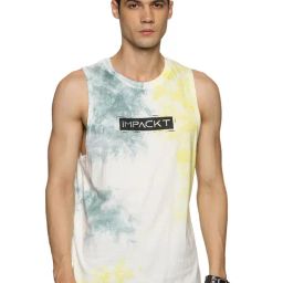 IMPACKT Multicolor Slim Fit Tie - Dye Cotton Sleeveless Tank T-Shirt-image-52