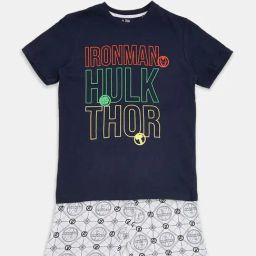 Pantaloons Junior Kids Navy & Grey Cotton Printed Avengers T-Shirt Set-image-26