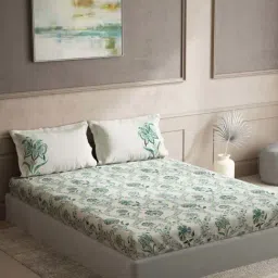 DDecor Ethnic Green 144 TC Cotton Queen Bedsheet with 2 Pillow Covers-image-69
