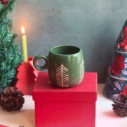 WEAVING HOMES Green & White Solid Ceramic Glossy Mugs Set of Cups and Mugs-18