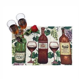 PRAKARTIK 6-Pcs White & Green Printed Cotton Dining Table Mats-8