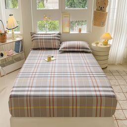 JC HOME Grey & White 220 TC Queen Bedsheet with 2 Pillow Covers-image-48