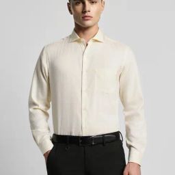 Peter England Elite Beige Cotton Slim Fit Shirt-picture-31