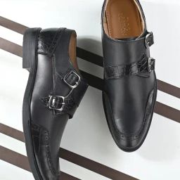 Clog London Men's Black Monk Shoes-image-97