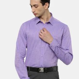 Ramraj Purple Cotton Regular Fit Self Pattern Shirt-image-43