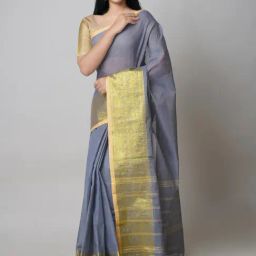 Unnati Silks Grey Cotton Woven Saree With Unstitched Blouse-image-51