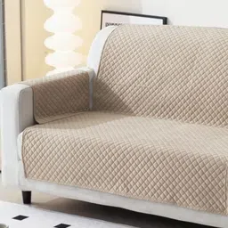 Fashion Throw Beige Checked Velvet 1 Piece Sofa Cover With Arms-image-74
