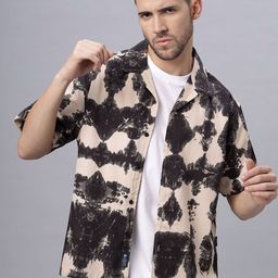 The Roadster Lifestyle Co. Men Relaxed Cuban Collar Abstract Printed Cotton Casual Shirt-image-84
