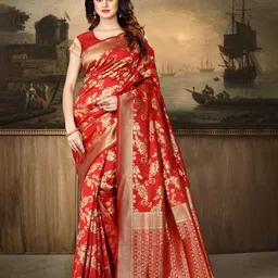 KALINI Woven Design Zari Silk Blend Designer Kanjeevaram Saree-image-54