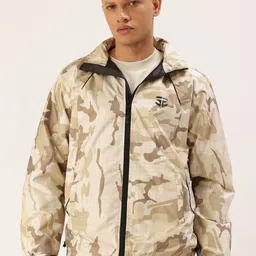 FIFTY TWO Abstract Printed Hooded Rain Jacket-image-78
