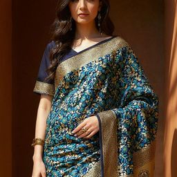 Anouk Rustic Floral Woven Design Heavy Work Banarasi Saree-picture-46