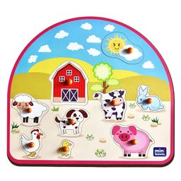 Mini Leaves Animal Barnyard Wooden Pegged Puzzle - 9 Pieces-16