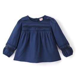 Babyhug Cotton Dobby Full Sleeves Top With Lace Detailing - Navy Blue-image-96