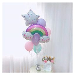 Bubble Trouble Rainbow Foil Balloon 6 Pastel 1 Polka Dot and Star Balloon for Decoration Baby Shower Pack of 9 Rainbow Foil Balloon Set- Multicolor-5