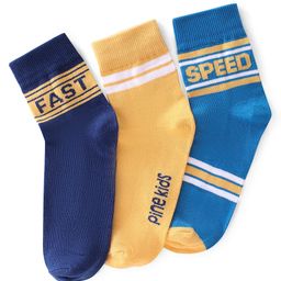 Pine Kids High Ankle Length Text Design Socks Pack of 3 - Multicolour-image-36