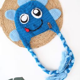 Woonie Dinosaur Designed Handmade Beanie Cap - Blue-0