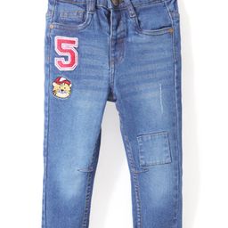 Babyhug Denim Full Length With Stretch Washed Jeans Tiger  Embroidered  - Blue-image-27