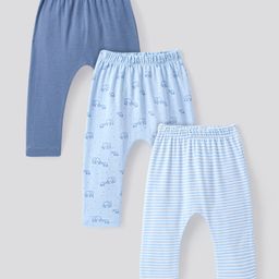 Bonfino 100% Cotton Knit Full Length Diaper Leggings Elephant Print Pack of 3 --picture-25
