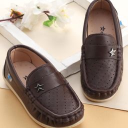 Cute Walk by Babyhug Formal Slip On Shoes With Star Applique - Dark Brown-image-44