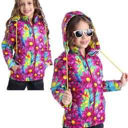 Ollington St. Full Sleeves Padded Hooded Jacket with Quilted Design & Floral Print - Pink Blue & Yellow-image-33